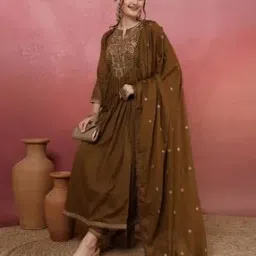 Women Embroidered Anarkali Kurta Suit Set-image-54