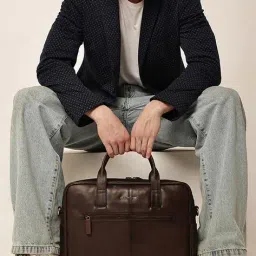 gauge machine Men Waterproof Leather Laptop Bag  image 1