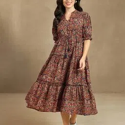 Women Floral Print Tiered Dress-image-44