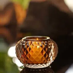 pure home and living Set of 2 Dark Amber Textured Glass Tealight Holder-picture-40