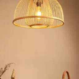 Bamboo Pendant Hanging Lampshade with Bulb-image-65