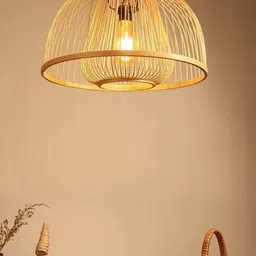 habere india Bamboo Pendant Hanging Lampshade with Bulb image 1