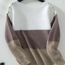 Women Colourblock Boat-Neck Pullover-image-4