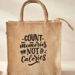 home centre Typographic Print Jute Printed Lunch Bag-picture-41