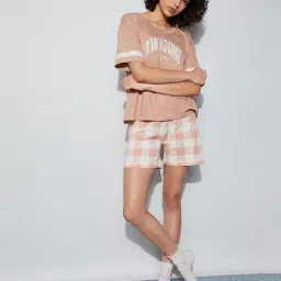 ginger by lifestyle Mid Rise Checks Shorts image 1