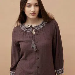 fame forever by lifestyle Women Embroidered Regular Fit Blouse Top-picture-53