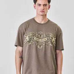 snitch Men Typographic Print Cotton Lounge Crew-Neck T-Shirt image 1