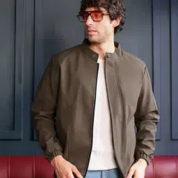 campus sutra Men Regular Fit Band-Collar Jacket image 1