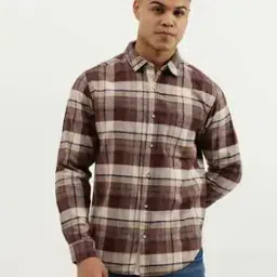 united colors of benetton Men Checked Regular Fit Shirt with Patch Pocket-picture-19