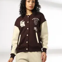 Women Relaxed Fit Bomber Sweatshirt-image-10