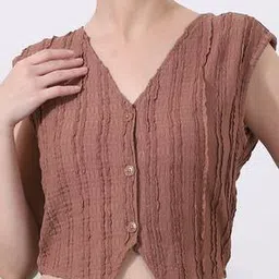 Shein Extended Sleeve Self-Design Short Top-picture-47