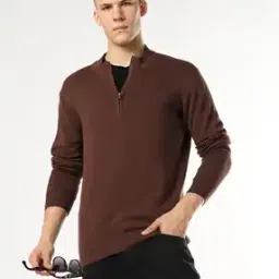 buda jeans co Regular Fit High-Neck Zip-Front Sweater-picture-43