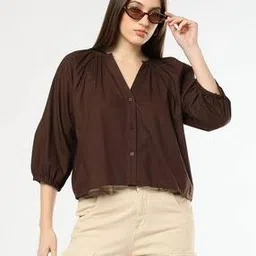 buda jeans co Tailored Fit V-Neck Crop Top-picture-34