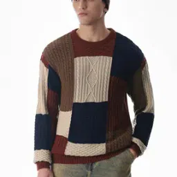 jack & jones Men Cable-Knit Oversized Crew-Neck Pullover-picture-12