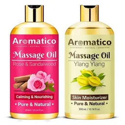aromatico Set of 2 Rose Sandalwood & Ylang-Ylang Massage Oil for Natural Skin Moisturizer image 1