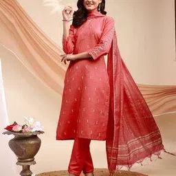 Women Embroidered Straight Kurta Suit Set-image-36