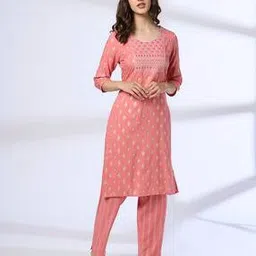 avaasa mix n' match Women Printed Straight Kurta & Pants Set-picture-27