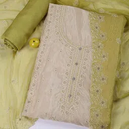 mbz.in by meena bazaar Women Embroidered 3-Piece Unstitched Dress Material image 1