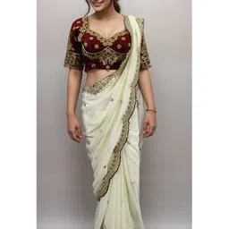 nancy designer Women Pre-Stitched Saree with Embroidered Scalloped Border-picture-50