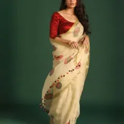 revangi Linen Woven Printed Saree-picture-34