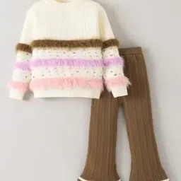 Girls Ribbed Sweater & Pants Set-image-1