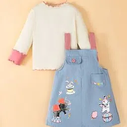 Girls Graphic Print Pinafore dress with T-Shirt-image-0