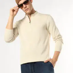 Regular Fit High-Neck Zip-Front Sweater-image-78