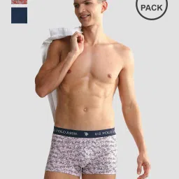 u.s. polo assn. Men Pack of 3 Printed Trunks with Elasticated Waistband image 1