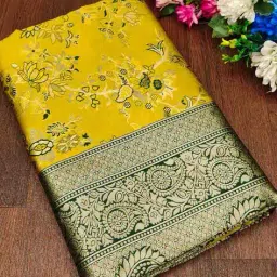 aldwych Women Floral Woven Banarasi Silk Saree image 1