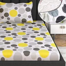 divine casa 144 TC Polka-Dot Print Single Size Bedsheet with Pillow Cover-picture-21