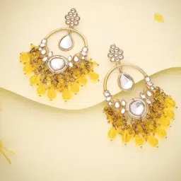 brado jewellery Women Stone-Studded Chandbali Earrings image 1
