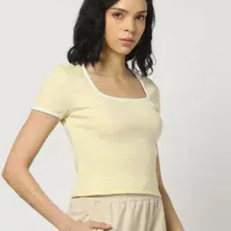 teamspirit Women Ribbed Fitted Square-Neck T-Shirt-picture-18