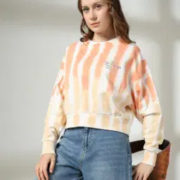 Women Striped Boxy Fit Crew-Neck Sweatshirt-image-54