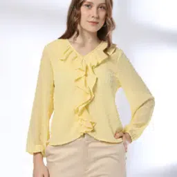 fig Women Ruffled Relaxed Fit V-Neck Top-picture-40