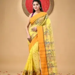 indie picks Pure Cotton Handloom Paisley Minakari Bengal Handloom Saree-picture-30