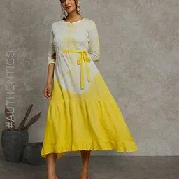 indie picks Hand Tie & Dye Tiered Dress with Waist Tie-Up-picture-45