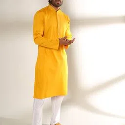 samav Slim Fit Kurta with Embroidered Placket-picture-47