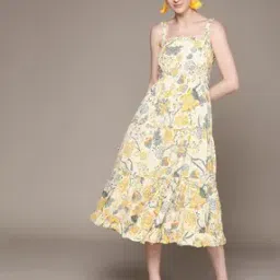label ritu kumar Floral Print A-line Dress with Spaghetti Straps-picture-21