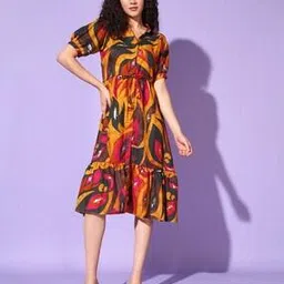 xqsee Women Floral Print A-Line Dress-picture-11