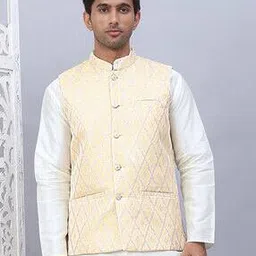 jompers Men Woven Nehru Jacket with Welt Pockets-picture-23