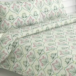 haus & kinder 186 TC Floral Print Double Bedsheet with Pillow Covers-picture-33