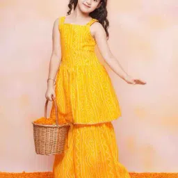 aj dezines Bandhani Print A-Line Kurta & Shararas image 1