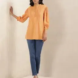 ritu kumar Pintuck Straight Kurti with Band Collar-picture-29