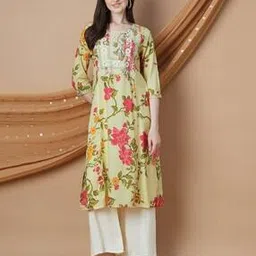 melange by lifestyle Women Floral Print A-Line Kurta-picture-53