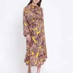 oxolloxo Turtle Neck Paisley Print Empire Dress-picture-38