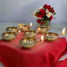 aakrati Set of 7 Puja Brass Oil Lamp-picture-28