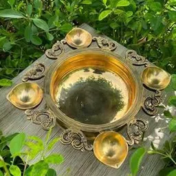 Brass Urli With Diya Decorative Showpiece -image-7
