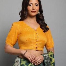 indie picks Striped Cotton Saree Blouse-picture-46