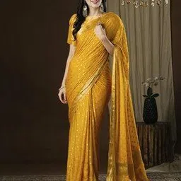 ri-wah Women Floral Woven Banarasi Saree with Contrast Border-picture-46