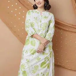 melange by lifestyle Women Floral Print Straight Kurta -picture-52